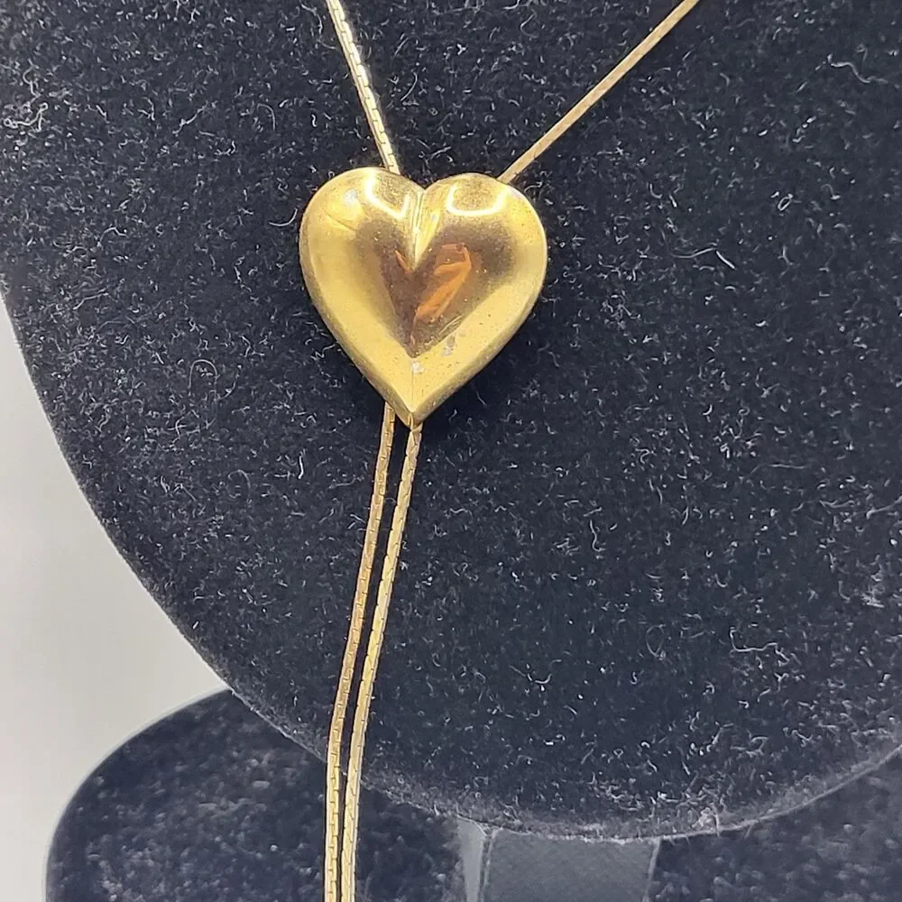 Estate Adjustable Heart Bolo Necklace 28in - Picture 6 of 6